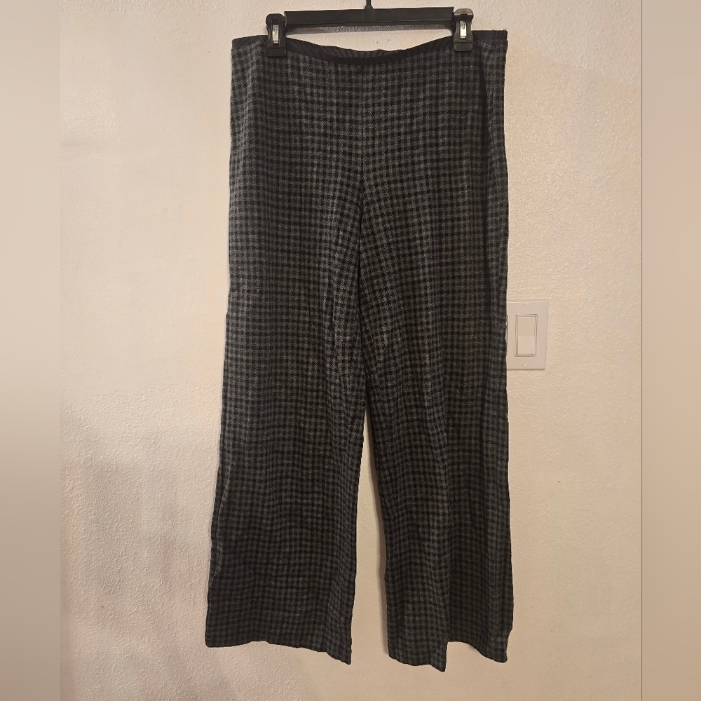 J. Jill Ponte Full Wide Leg Knitted Pants Size Medium Petite Blue And Gray - Picture 1 of 12